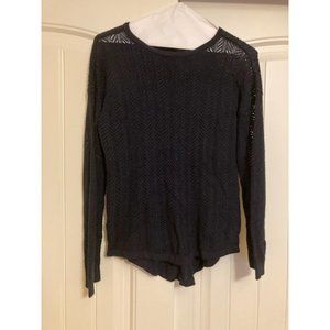 Retro-ology Long Sleeve Solid Black Herringbone Sweater Small 100% Acrylic